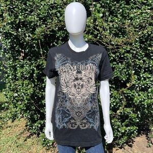 NWT A Brand Dead Wood Black Short Sleeve Graphic Tee Shirt